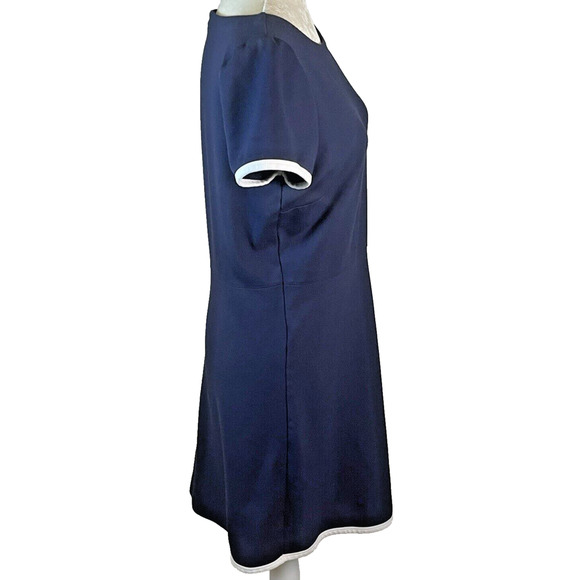 J Crew Womens Size 10 Navy Blue White Trim Work Dress Minimalist Fitted Stretch - Picture 4 of 11